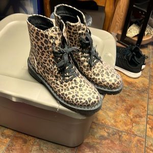 True Craft Glittered Leopard Combat Style Boots